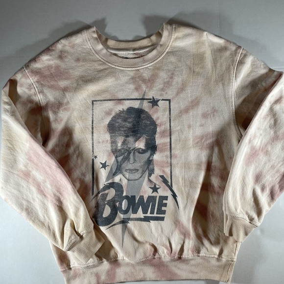 David Bowie Tie-Dye Sweatshirt Iconic Aladdin Sane Graphic Size Small - Picture 1 of 6